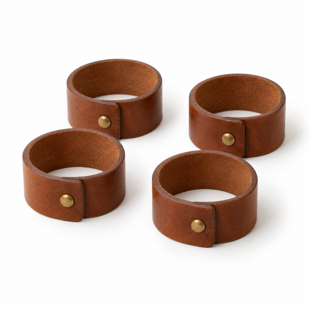 Leather Napkin Rings Set of 4