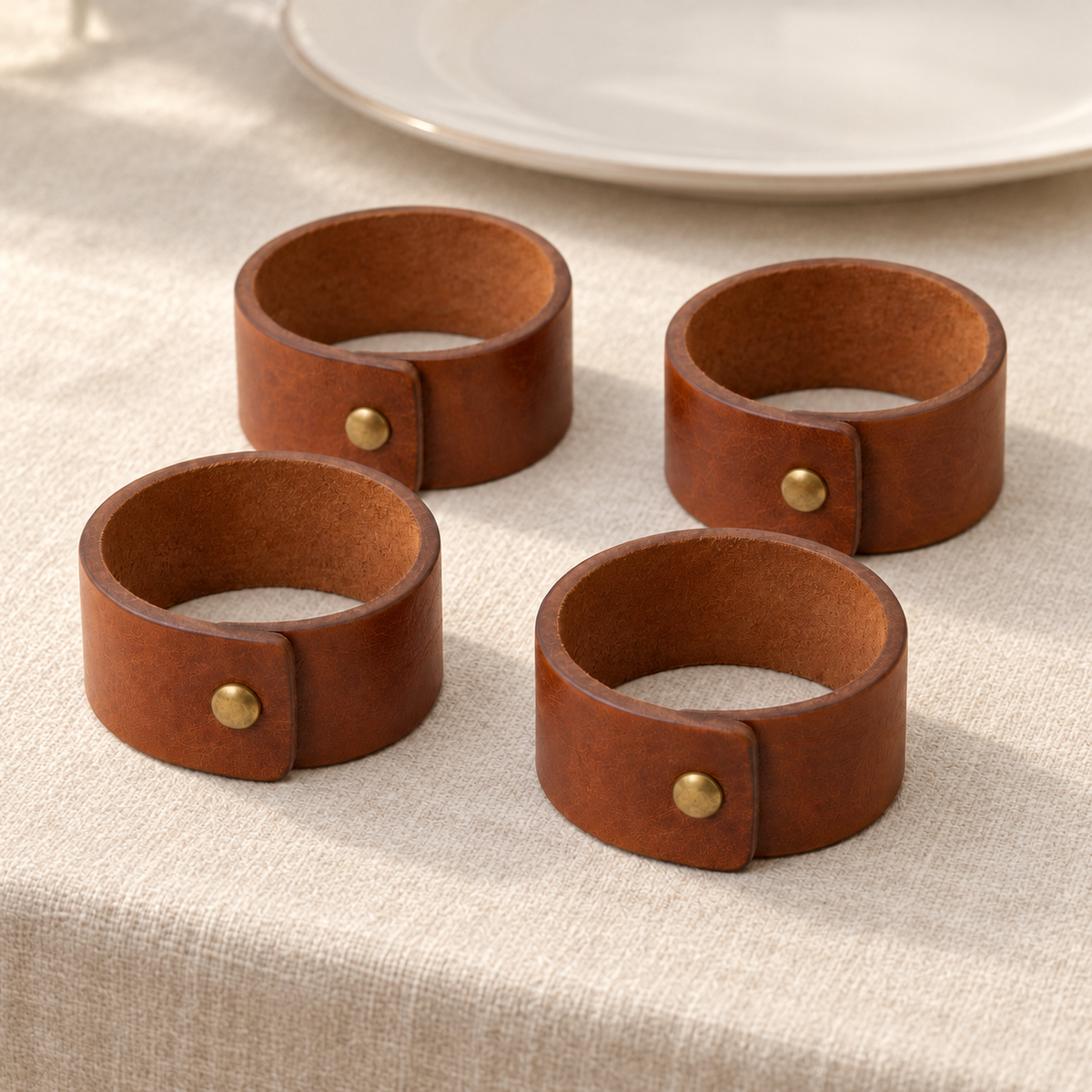 Leather Napkin Rings Set of 4