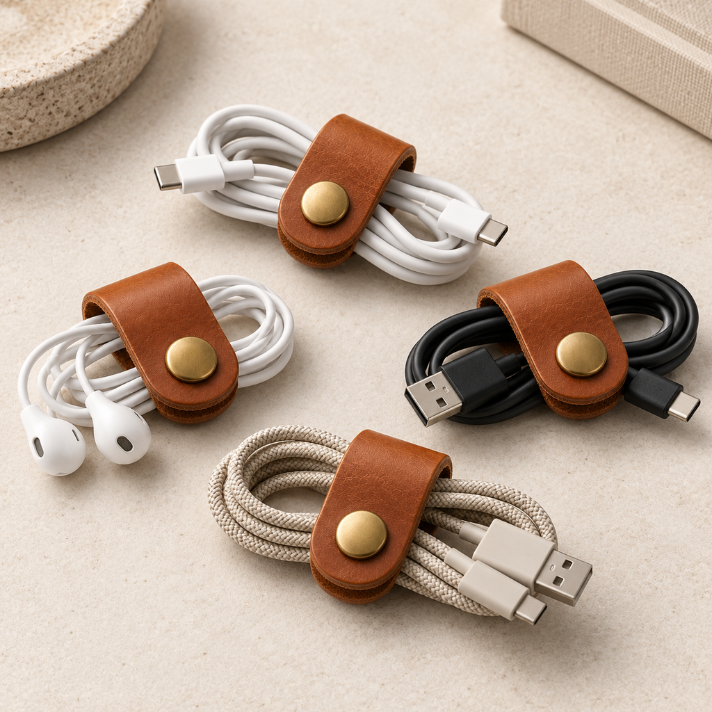 Leather Cable Organiser Set