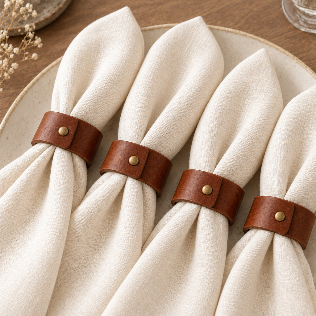 Leather Napkin Rings Set of 4