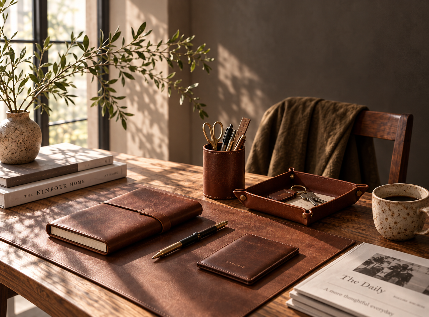 Leather pieces for everyday spaces.